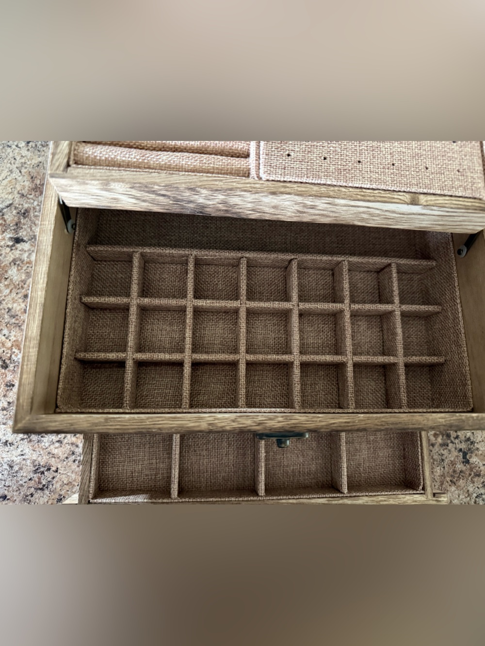 Wood Finish Jewelry Organizer Box with Mirror - Brown - Picture 2 of 8
